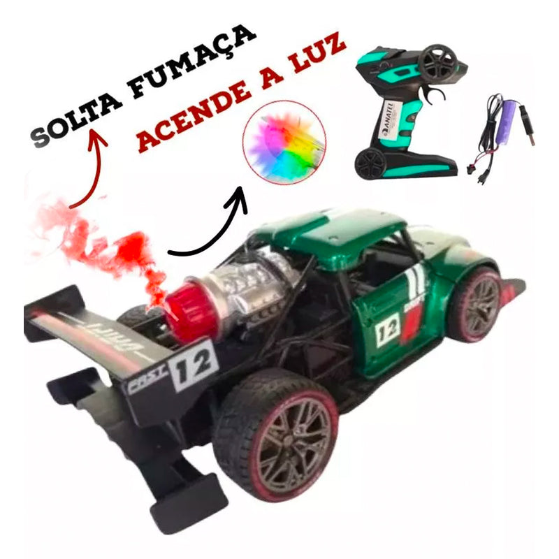 Carrinho Controle Remoto Spray Metal Racing Luz Fumaça Turbo